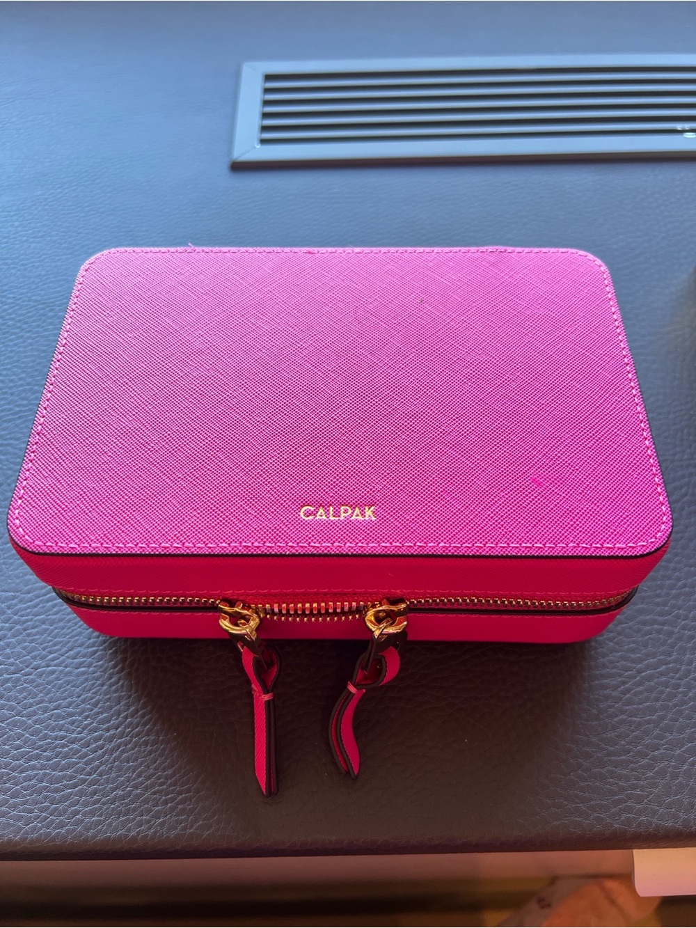 Calpak Hot Pink Travel Jewelry Case with Gold Hardware